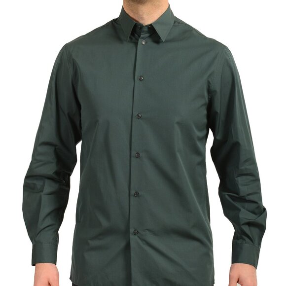 Scuderia Ferrari Fluid Pure Cotton Italian Collar Green Shirt US M IT 50